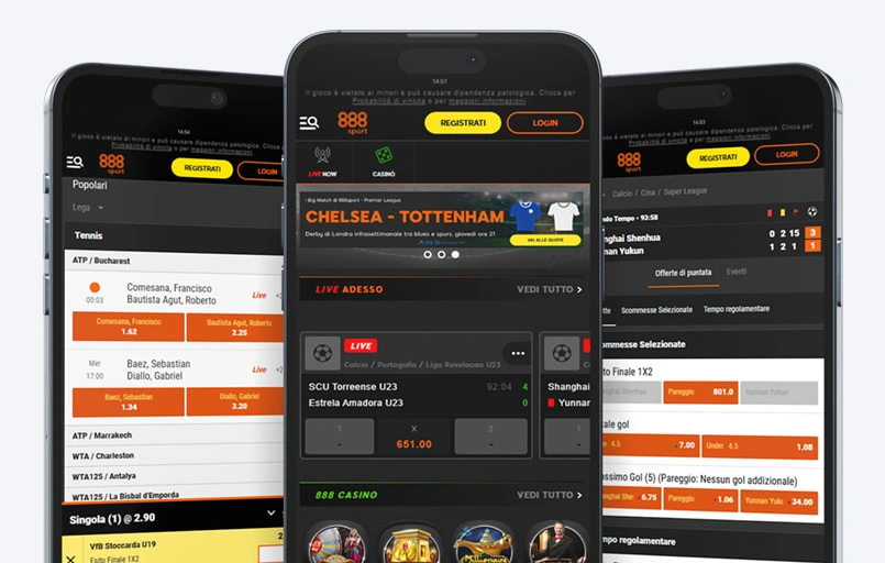888sport website: black and orange interface